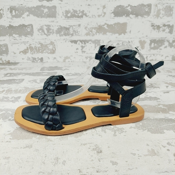 Crevo Shoes - New Crevo, Alma Black Braided Strap Bohemian Leather Sandals F691